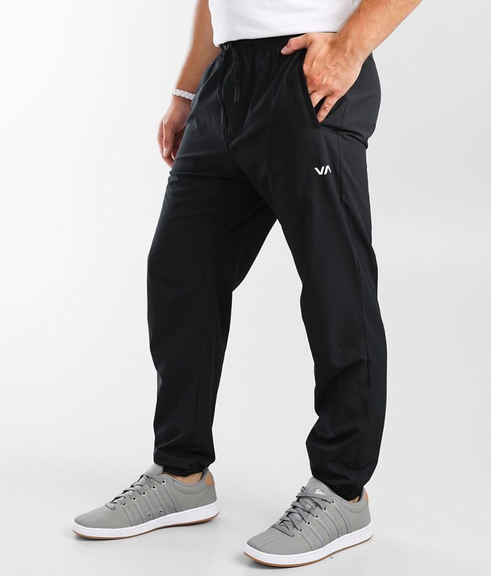 RVCA VA Sport Black Performance Track Jogger Pants Men’s Small 4-Way Stretch Ath
